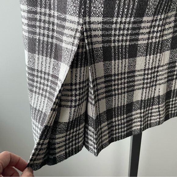 Evan Picone Wool Blend Plaid Pleated Midi Skirt Grey White Librarian Size 10 - Picture 2 of 8